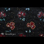 Интерьерная ткань черного цвета ручной работы с вышивкой пайетками и бусинами мангового дерева
